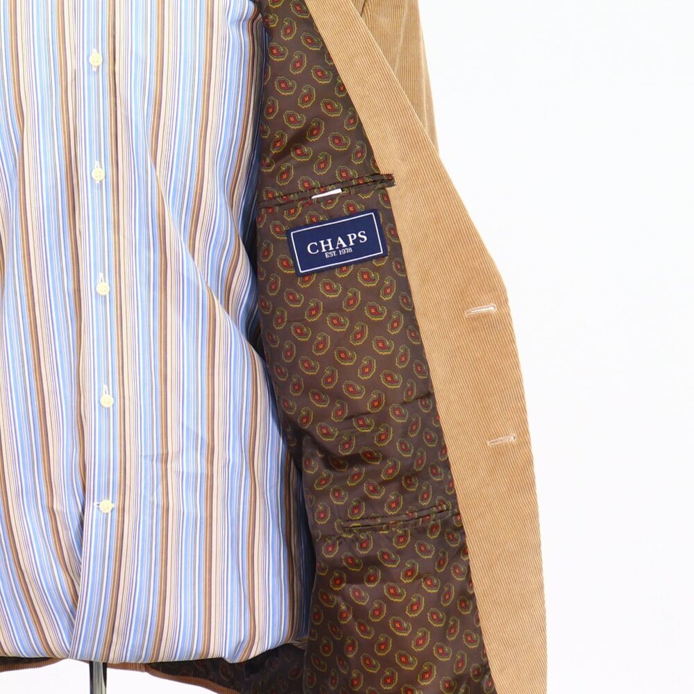 Chaps 44R Beige Solid 2-Button Sport Coat Blazer Jacket W018 - Picture 10 of 10